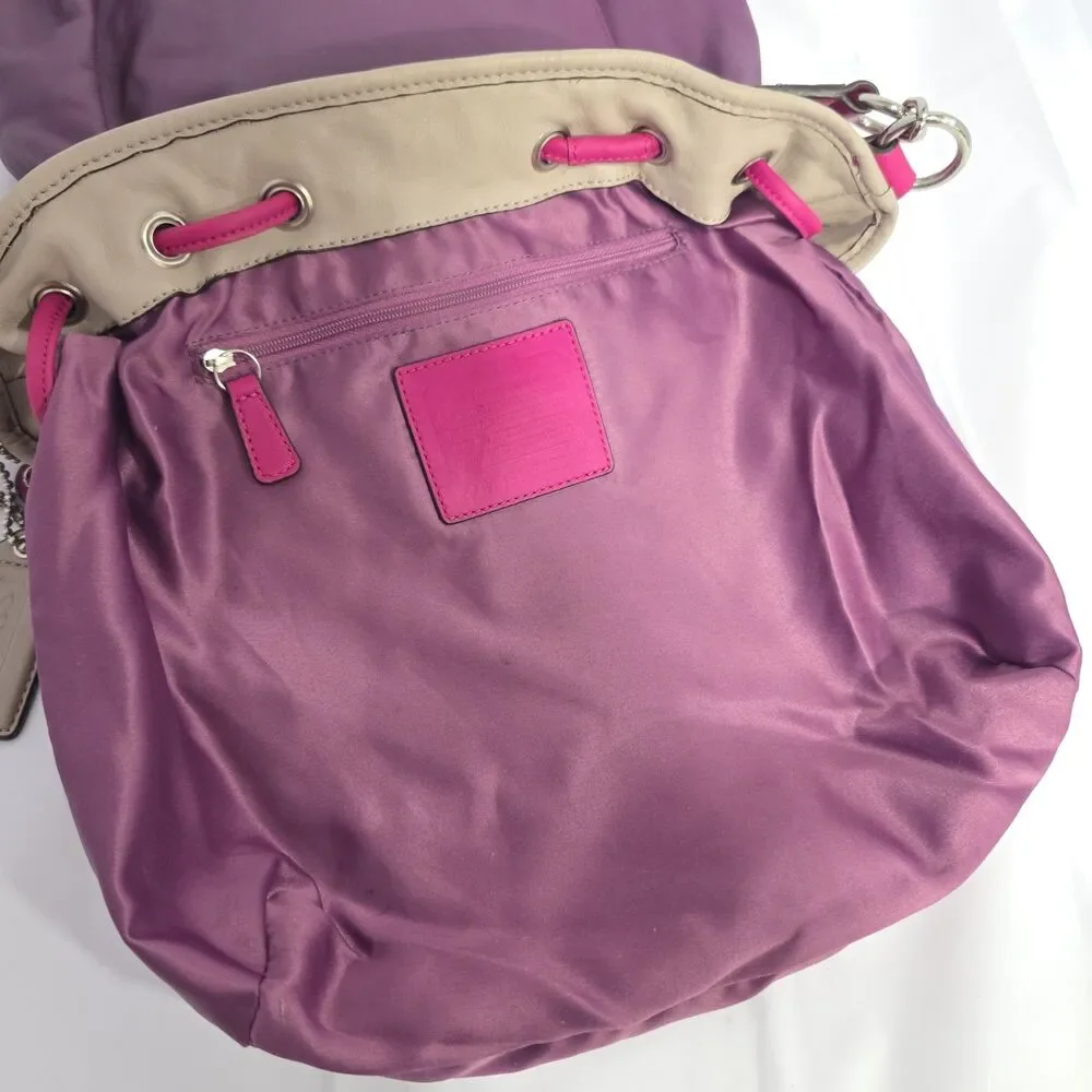 Coach Daisy Spectator Drawstring Purse Handbag Purple Plum Leather G1361-F25662